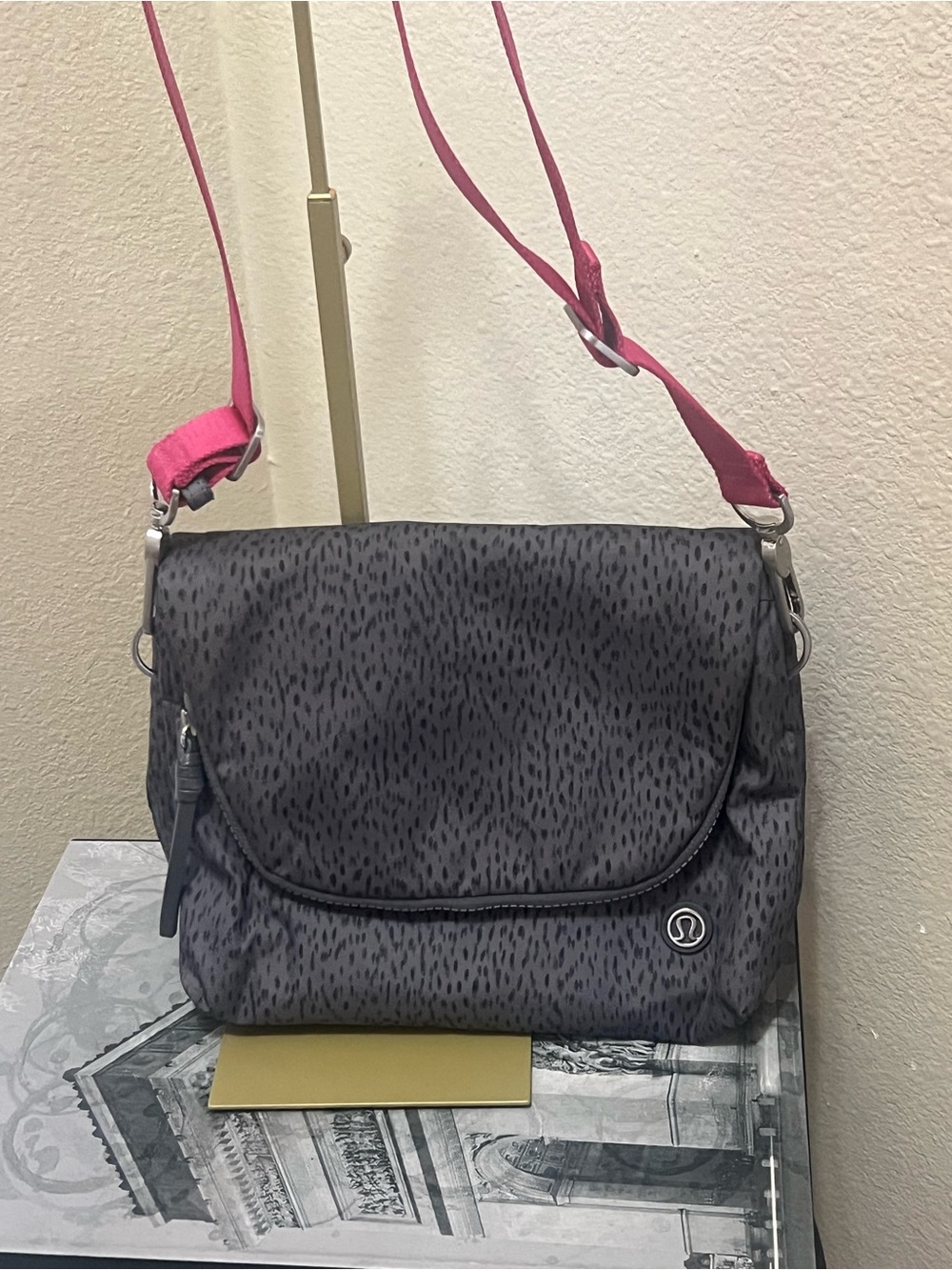 lululemon athletica Gray Crossbody with Pink Strap